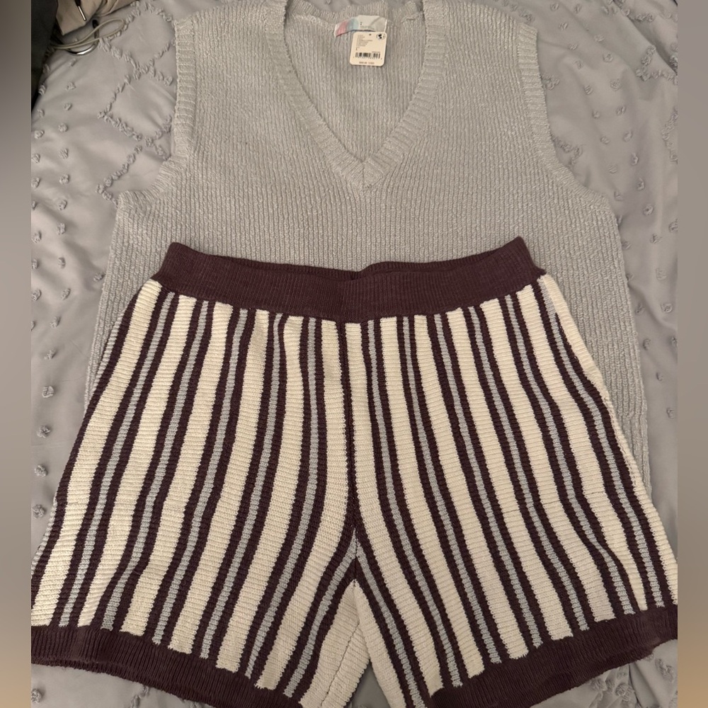 Free People Beach sweater vest and short set